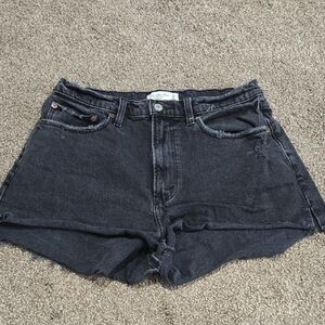 Abercrombie & Fitch The Mom Short High Rise Black Denim Women's Shorts